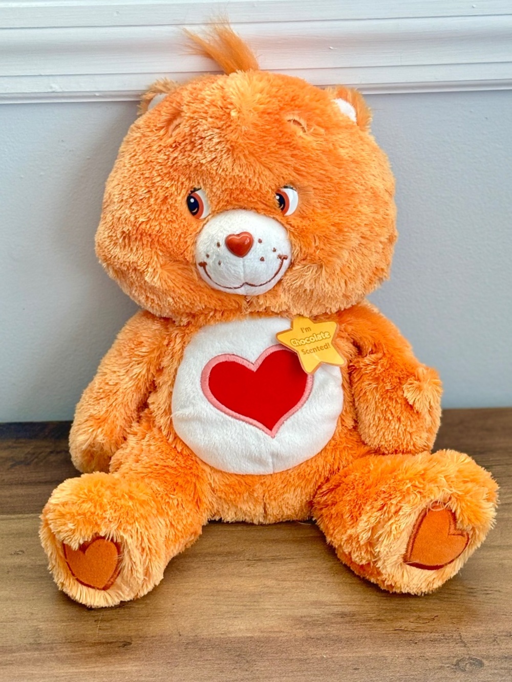 Care Bears Tenderheart Bear 13” Fluffy Floppy Plush Chocolate Scented Fuzzy 2006